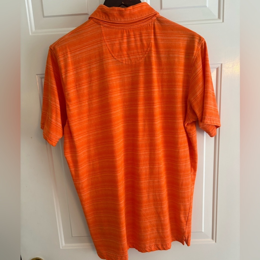 Clemson Tigers Orange Polo Shirt Men’s Large Cotton Blend Striped Short Sleeve - Picture 4 of 6